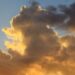 Storm clouds at sunset over a neighborhood