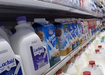 Dairy aisle in a U.S. grocery store