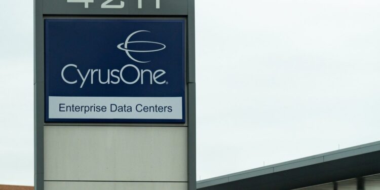 A CyrusOne data center facility sign in Houston, Texas